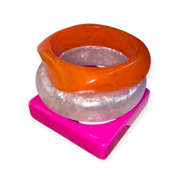 ☆Colorful Bangle Set - Orange, Pink, White☆ - Picture 1 of 2